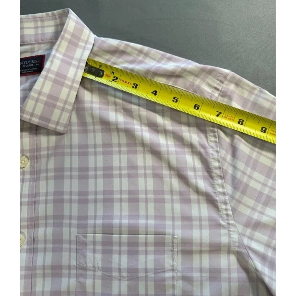 Untuckit Shirt Men XL Purple Plaid Button Up‎ Long Sleeve Pocket Lightweight - Picture 7 of 16